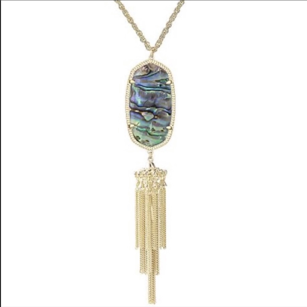Kendra Scott Rayne gold necklace ans earring set in abalon shell NWT
